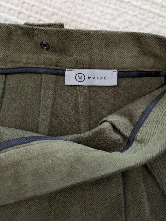 Designer Olive Burnt Stretch Pencil Skirt Velour-Like Heavy Fabric - Picture 4 of 8